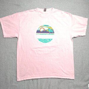 Yellowstone Park Shirt Size XXL Pink Pastel Retro Moose Mountain Graphic
